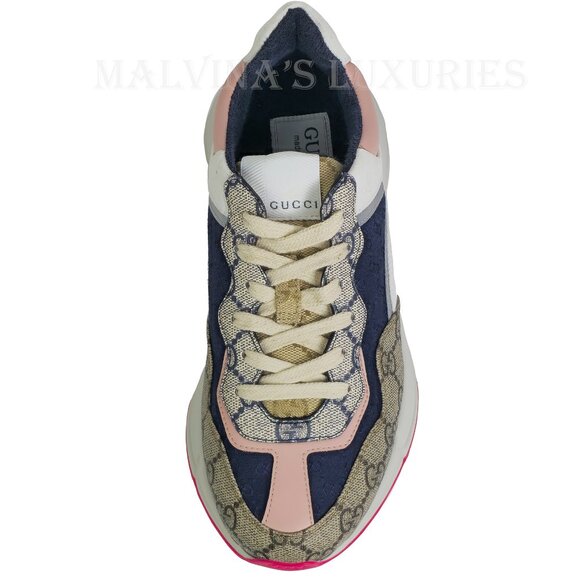 GUCCI SNEAKERS RHYTON GG LOGO MULTICOLOR CANVAS SHOES  sz 36.5 6.5 - Picture 7 of 15